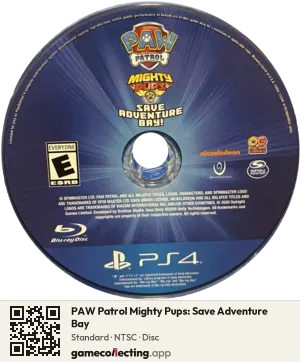 PAW Patrol Mighty Pups: Save Adventure Bay PlayStation 4, NTSC disc