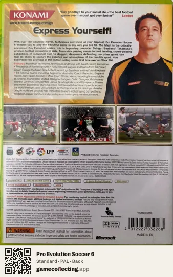 Pro Evolution Soccer 6 Xbox 360, PAL box back