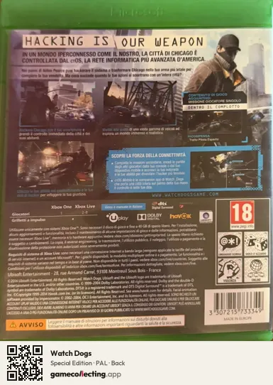 Watch Dogs Xbox One, PAL box back