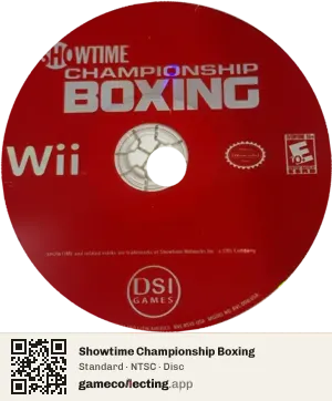 Showtime Championship Boxing Nintendo Wii, NTSC disc