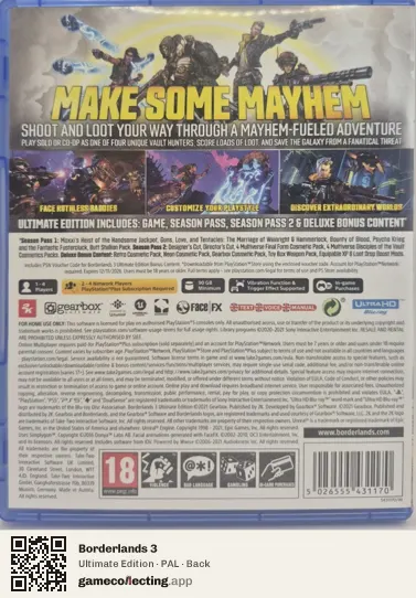 Borderlands 3 PlayStation 5, PAL box back