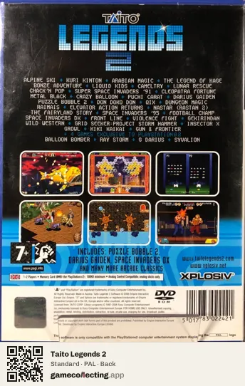 Taito Legends 2 PlayStation 2, PAL box back