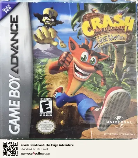Crash Bandicoot: The Huge Adventure Game Boy Advance, NTSC box front