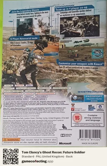 Tom Clancy's Ghost Recon: Future Soldier Xbox 360, United Kingdom box back