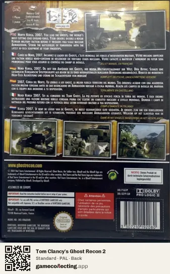 Tom Clancy's Ghost Recon 2 Nintendo GameCube, PAL box back