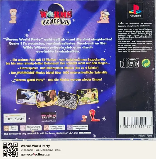 Worms World Party PlayStation, Germany box back