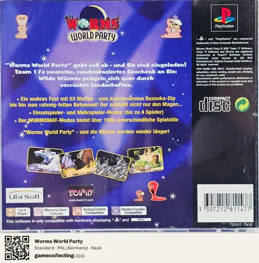 Worms World Party PlayStation, Germany box back
