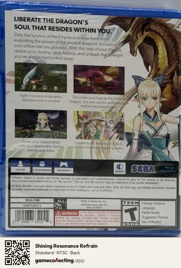 Shining Resonance Refrain PlayStation 4, NTSC box back