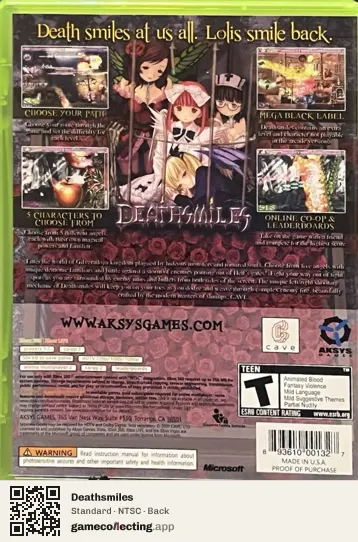 Deathsmiles Xbox 360, NTSC box back