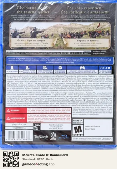 Mount & Blade II: Bannerlord PlayStation 4, NTSC box back