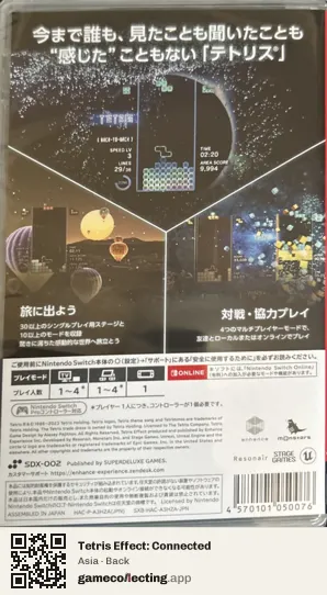 Tetris Effect: Connected Nintendo Switch, Asia box back