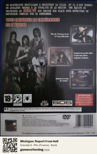 Michigan: Report from Hell PlayStation 2, France box back