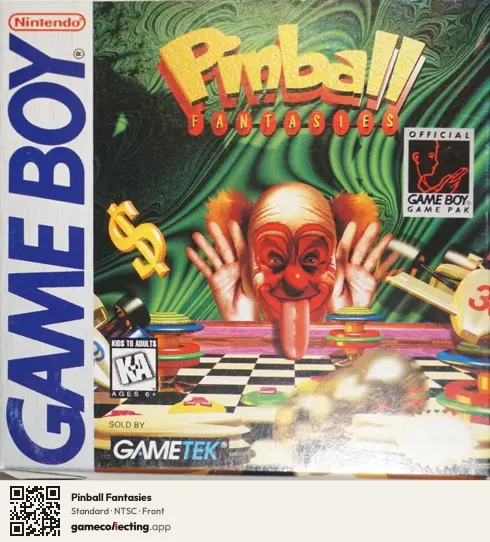 Pinball Fantasies Game Boy, NTSC box front