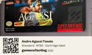 Andre Agassi Tennis Super Nintendo Entertainment System, NTSC cartridge label