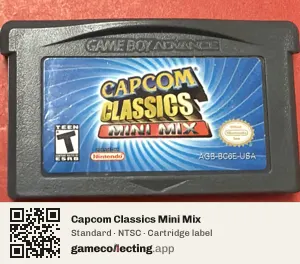 Capcom Classics Mini Mix Game Boy Advance, NTSC cartridge label