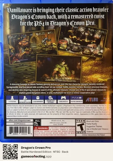 Dragon's Crown Pro PlayStation 4, NTSC box back