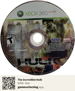 The Incredible Hulk Xbox 360, NTSC disc