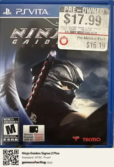 Ninja Gaiden Sigma 2 Plus PlayStation Vita, NTSC box front