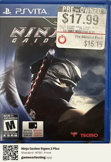 Ninja Gaiden Sigma 2 Plus PlayStation Vita, NTSC box front