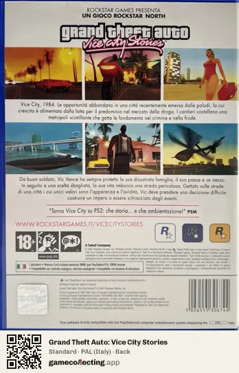 Grand Theft Auto: Vice City Stories PlayStation 2, Italy box back