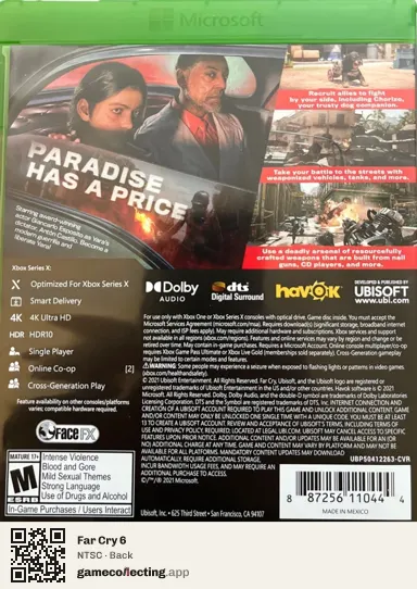 Far Cry 6 Xbox Series X, NTSC box back