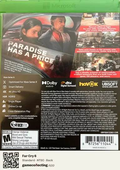 Far Cry 6 Xbox Series X, NTSC box back