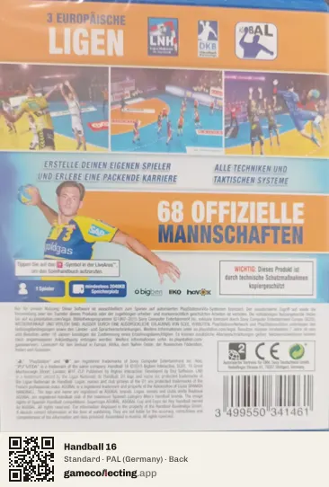Handball 16 PlayStation Vita, Germany box back