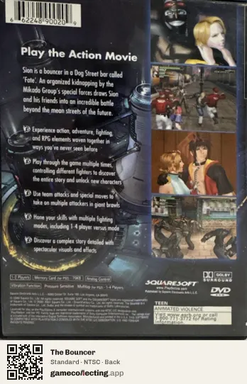 The Bouncer PlayStation 2, NTSC box back
