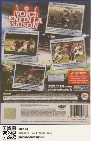 FIFA 07 PlayStation 2, France box back
