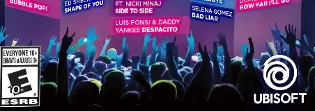 Just Dance 2018, the ESRB box on its front