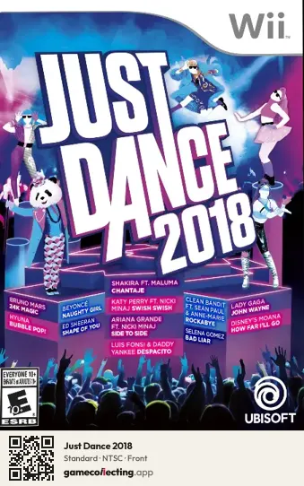 Just Dance 2018 Nintendo Wii, NTSC box front