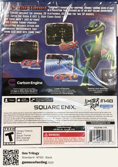 Gex Trilogy PlayStation 5, NTSC box back