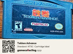 Tekken Advance Game Boy Advance, NTSC cartridge label