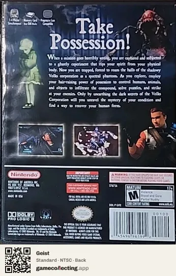 Geist Nintendo GameCube, NTSC box back