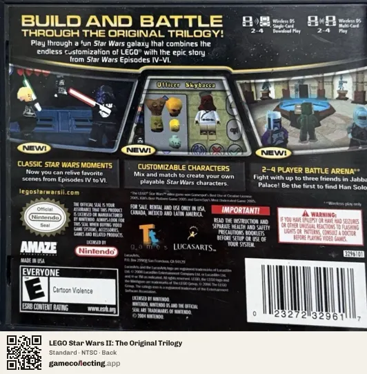 LEGO Star Wars II: The Original Trilogy Nintendo DS, NTSC box back