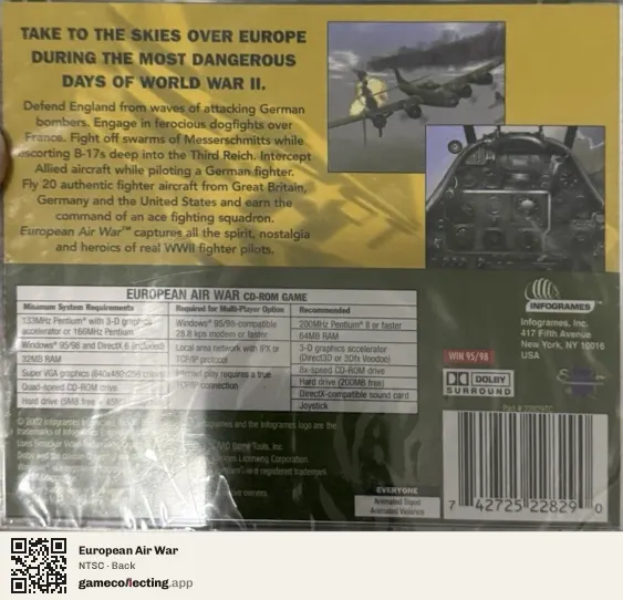 European Air War Computer, NTSC box back