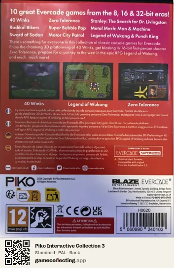 Piko Interactive Collection 3 Evercade, PAL box back