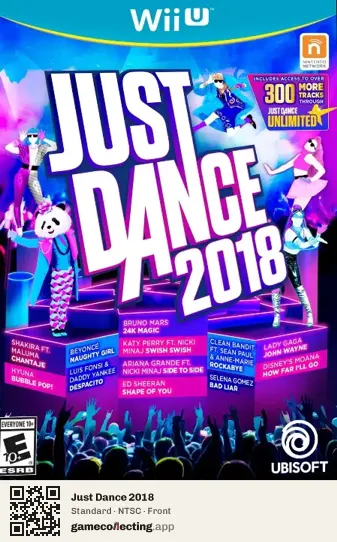 Just Dance 2018 Nintendo Wii U, NTSC box front