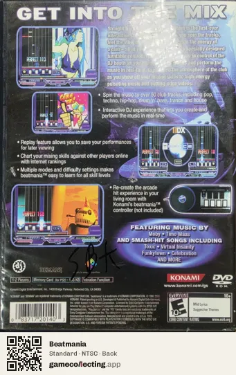 Beatmania PlayStation 2, NTSC box back