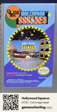 Hollywood Squares Nintendo Entertainment System, NTSC cartridge label