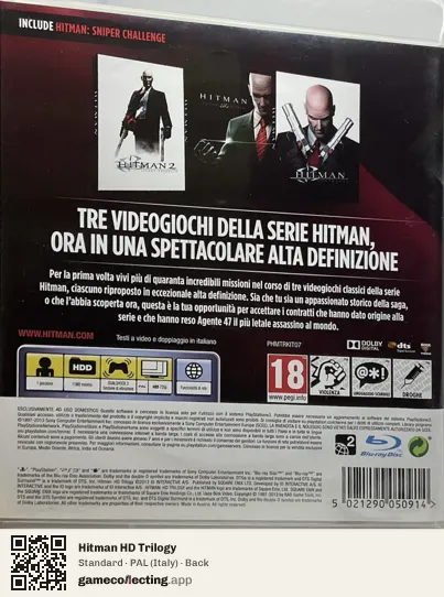 Hitman HD Trilogy PlayStation 3, Italy box back