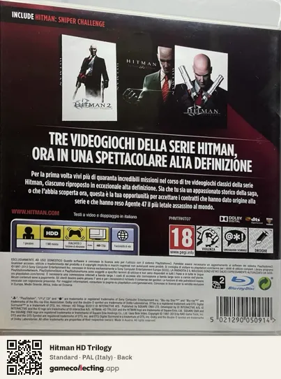Hitman HD Trilogy PlayStation 3, Italy box back