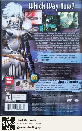 .hack Outbreak PlayStation 2, NTSC box back
