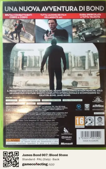 James Bond 007: Blood Stone Xbox 360, Italy box back