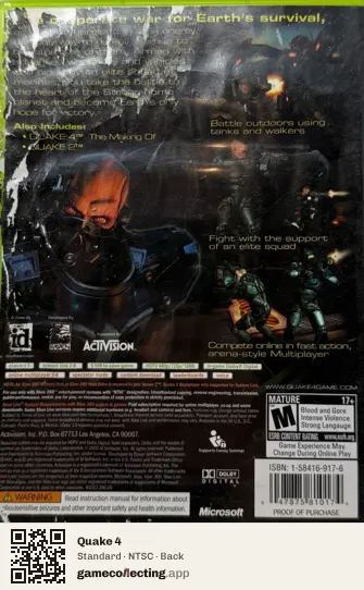 Quake 4 Xbox 360, NTSC box back