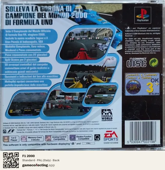 F1 2000 PlayStation, Italy box back
