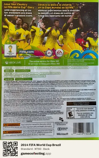 2014 FIFA World Cup Brazil Xbox 360, NTSC box back