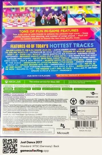 Just Dance 2017 Xbox 360, Germany box back