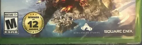 Just Cause 3, the ESRB box on its front