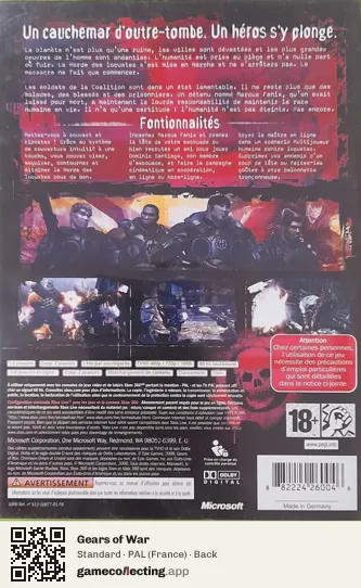 Gears of War Xbox 360, France box back